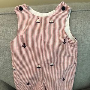Sailboat Seersucker Boys red and white Jumper